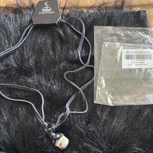 Paparazzi Black Velvet Necklace with Silver Pendant